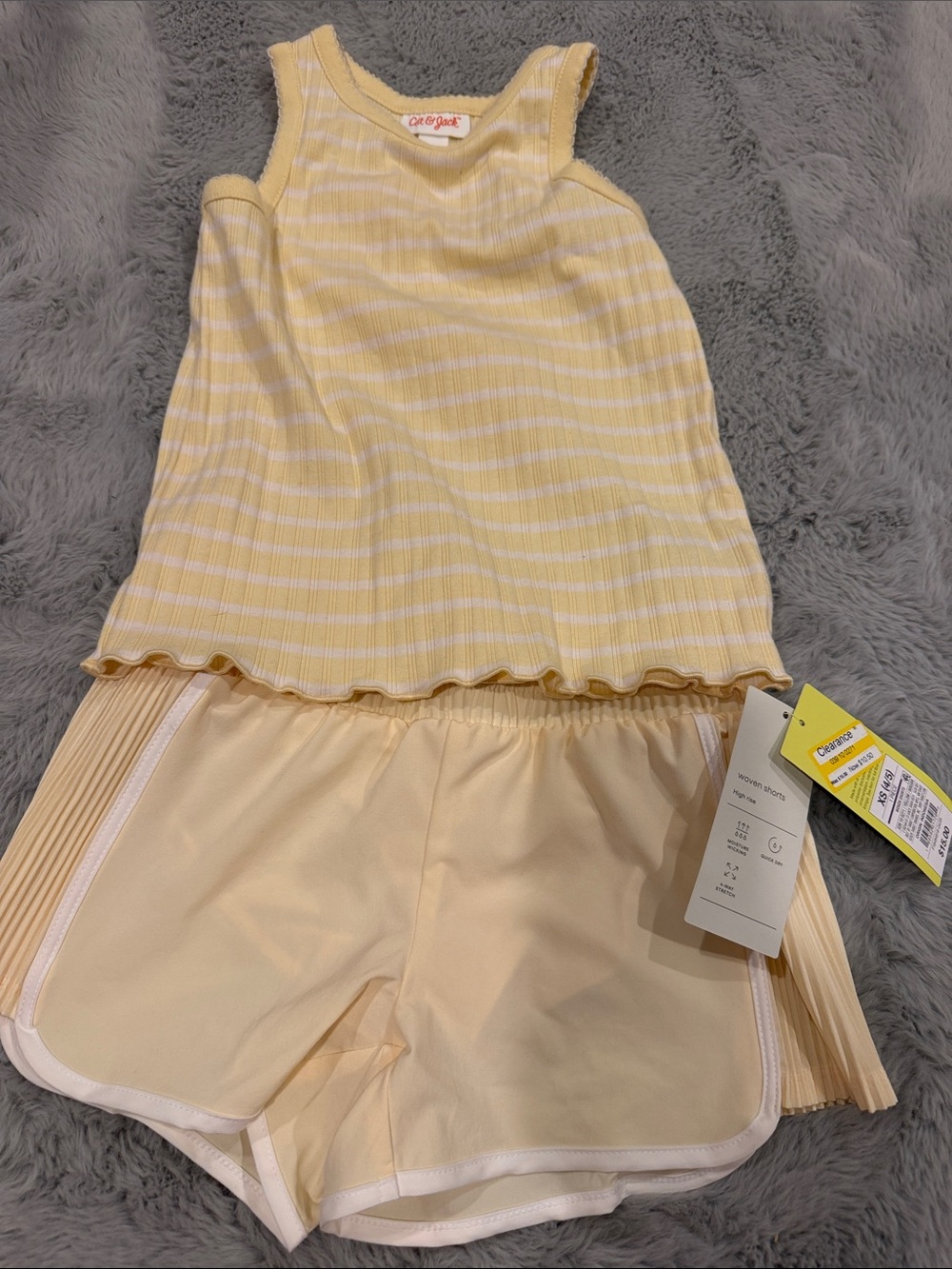 Yellow Striped Tank & Shorts Set - girls 4/5T